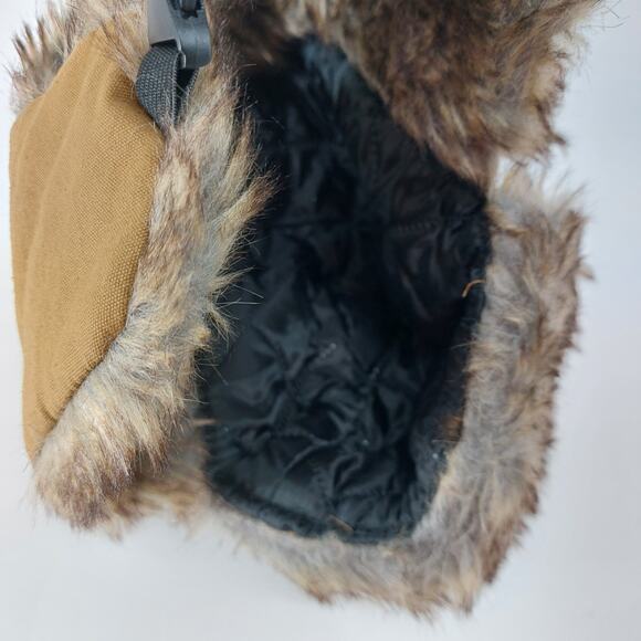 SA Company Trapper Hat Brown Canvas Faux Fur One Size - Picture 9 of 14